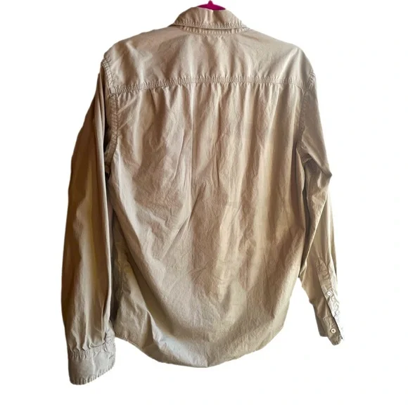 AMERICAN EAGLE Small Men’s Button Down 100% Cotton Long Sleeved Shirt Khaki - Picture 1 of 3
